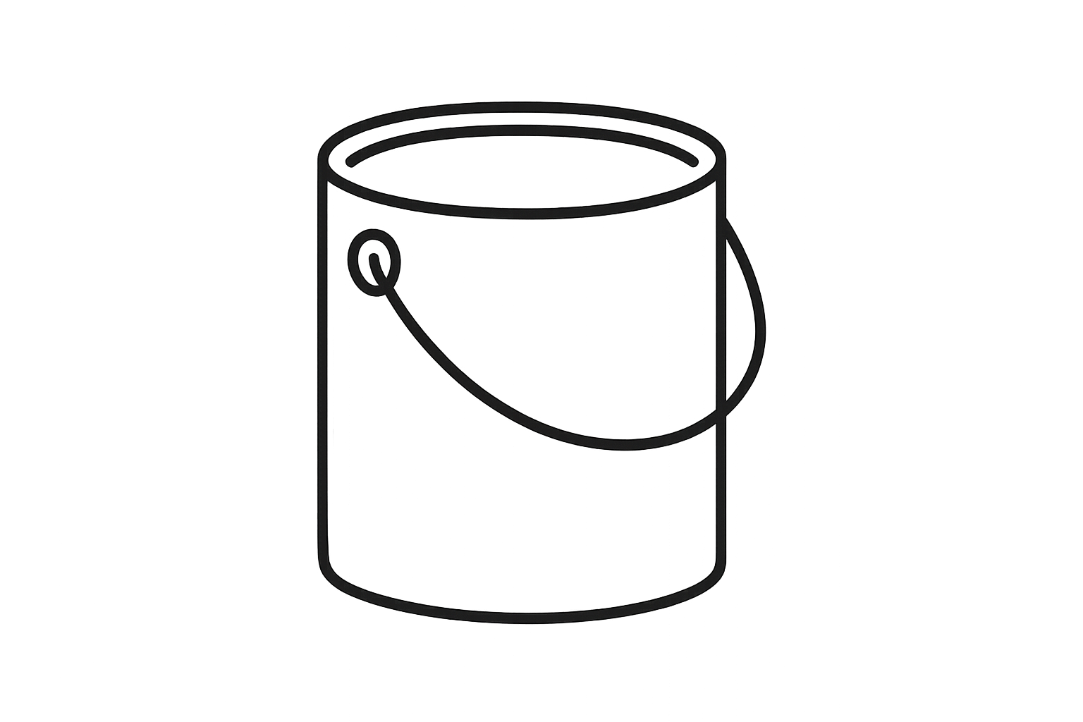 Simple black vector outline of a can of paint, transparent background