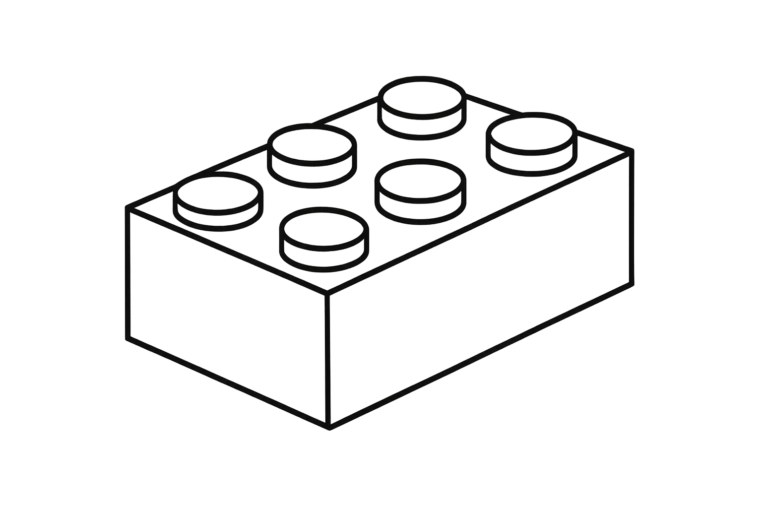Simple black vector outline of a LEGO brick, transparent background